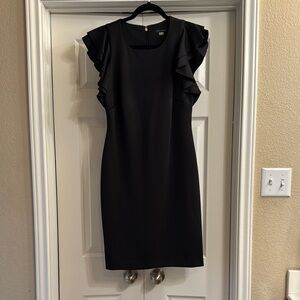 Tommy Hilfiger Black Cocktail Sheath Dress with Flutter Sleeves